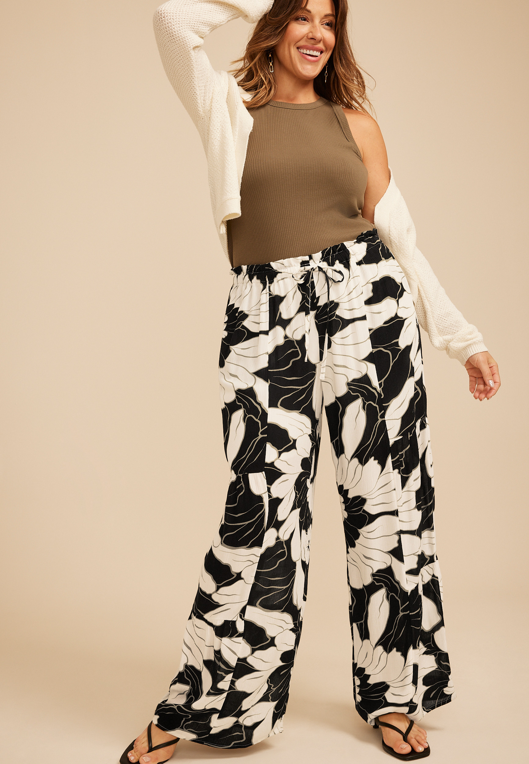 Maurices Plus Size Women's Floral High Rise Palazzo Pants | Maurices