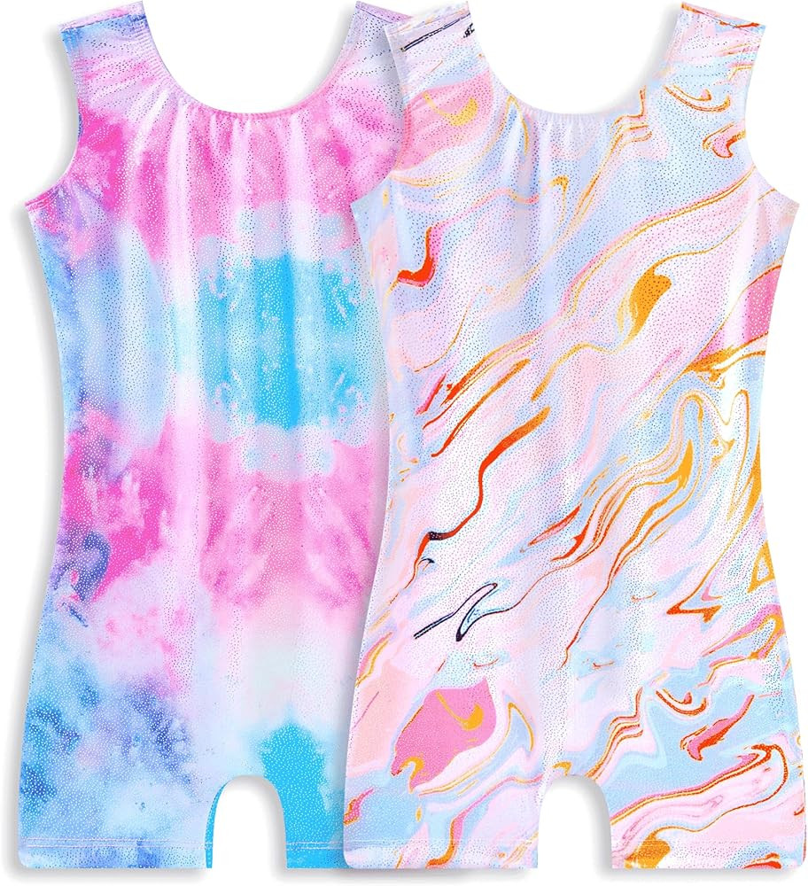 Snowheart Gymnastics Leotards for Girls 2-Pack, Sparkly Toddler Biketards Sleeveless for Tumbling... | Amazon (US)