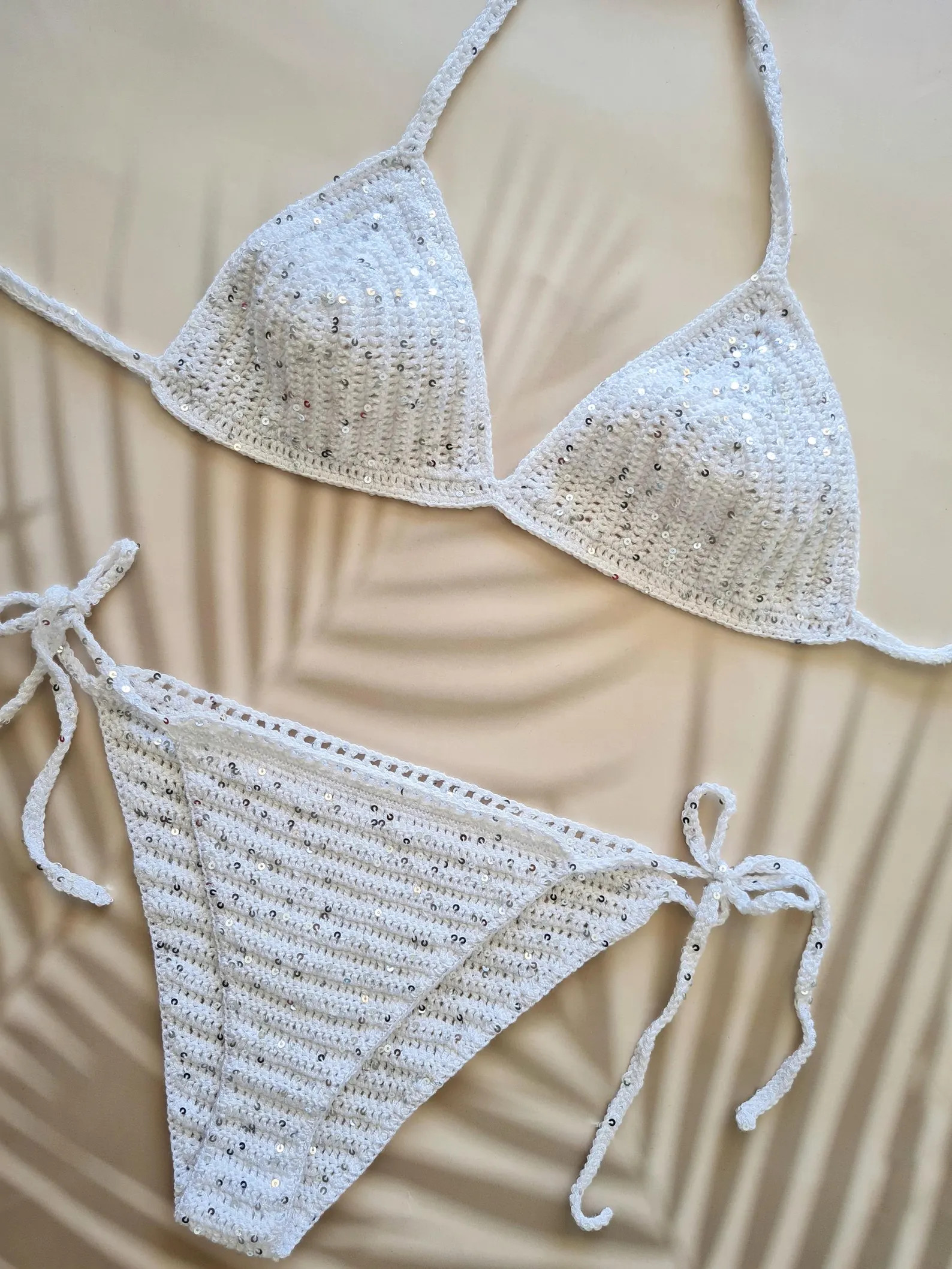 White Sequin Crochet Swimsuit – Sparkly Bridal Swimsuit – Shiny Knit Bathing Suit for Bride -... | Etsy (US)