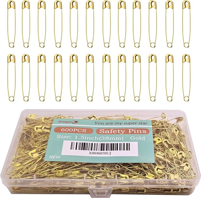 600PCS Safety Pins, 1.5 inch Small Safety Pins, Rust-Resistant Nickel Plated Steel, Sharp Edge Sa... | Amazon (US)
