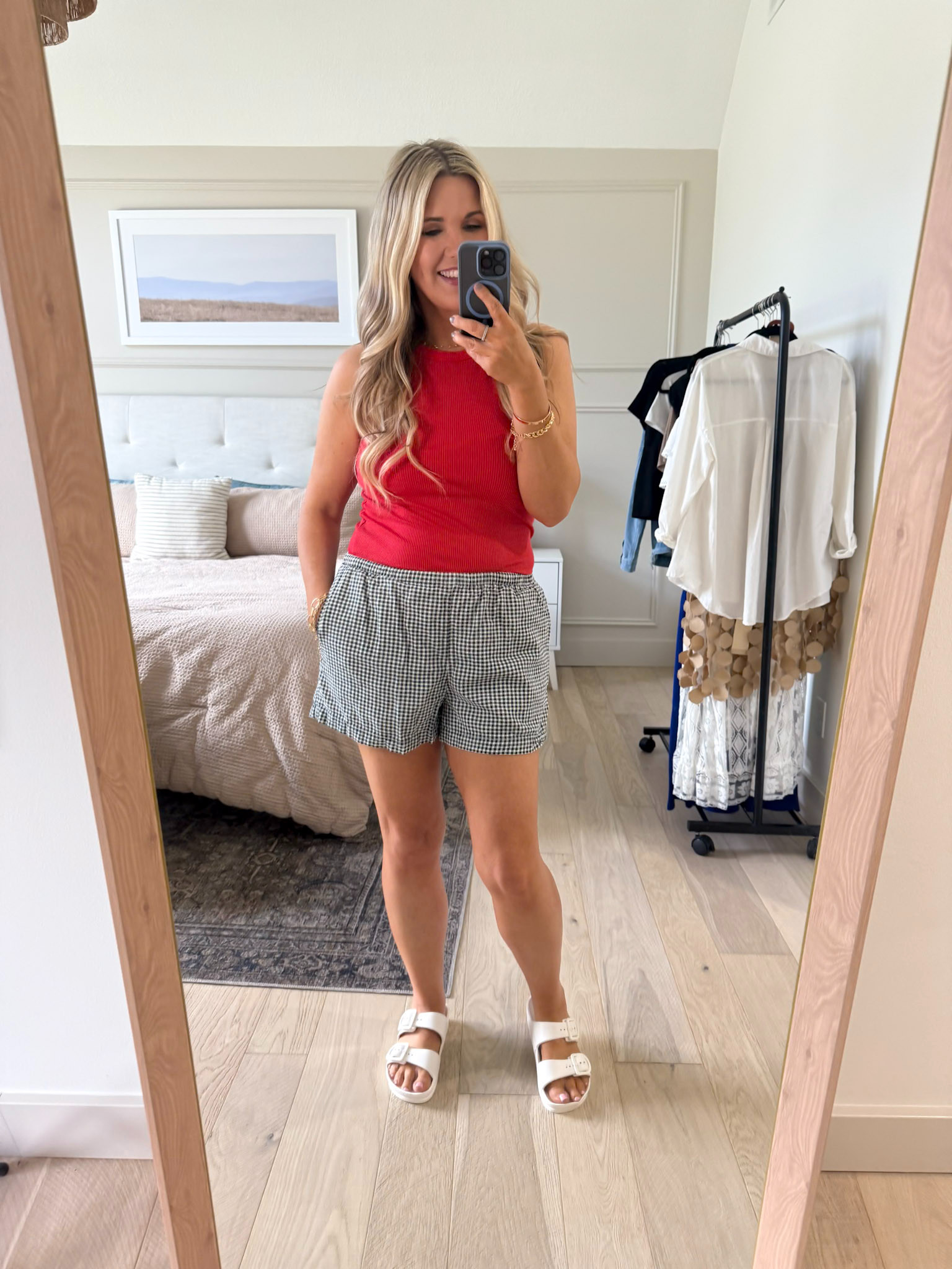 Daytime vacation look! These pull-on shorts are so comfortable! & my slides are under $10 ❤️ 

 #LTKSummerEdit #LTKStyleTip #LTKShoeCrush