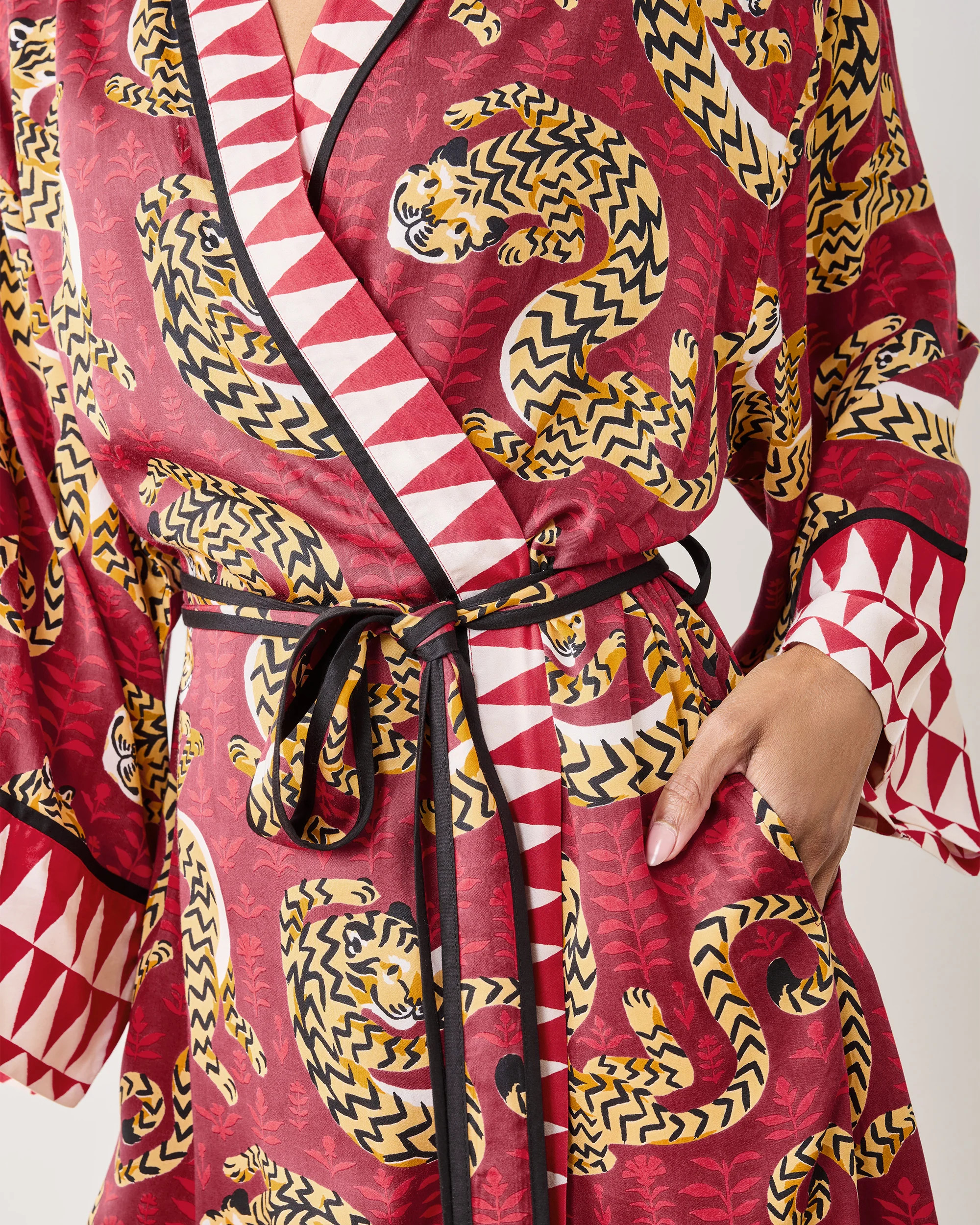 Twisted Tiger - Eco Satin Robe - Merlot | Printfresh