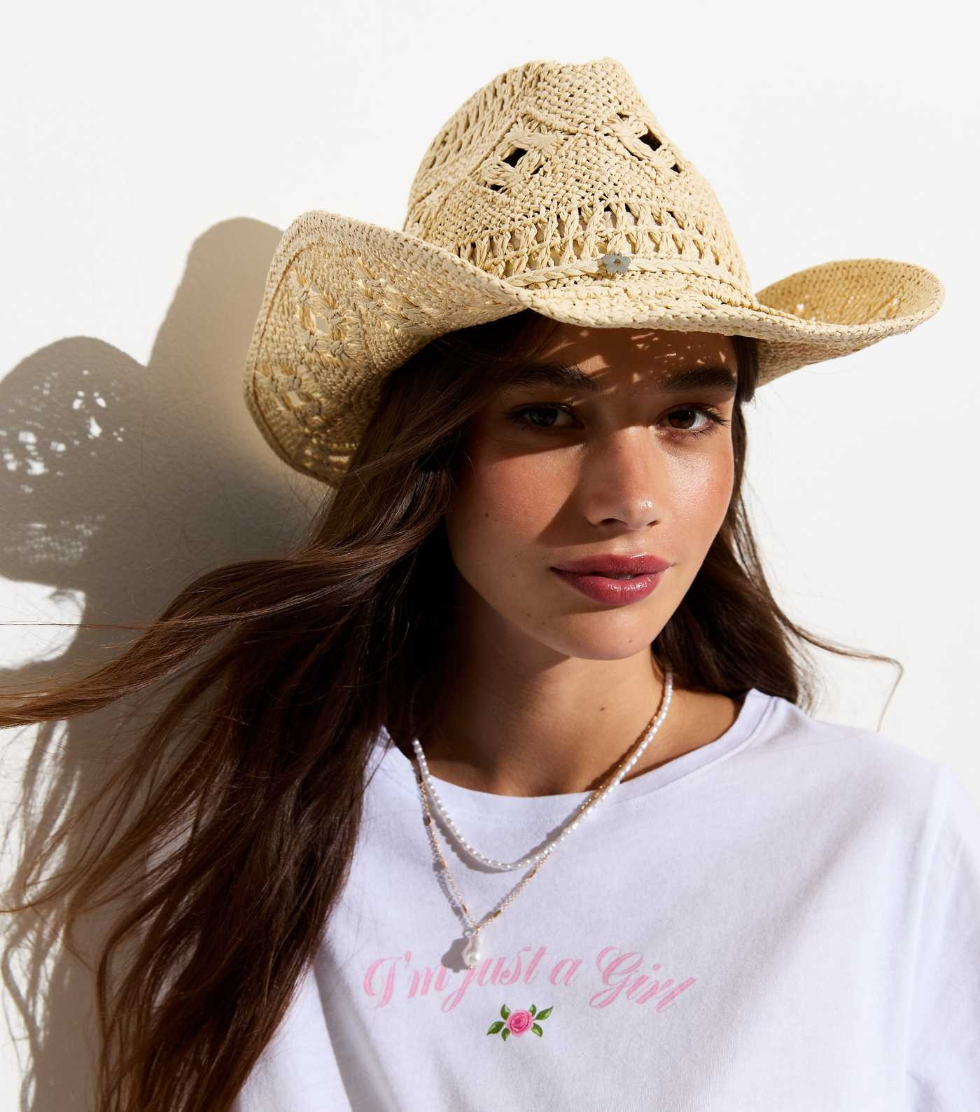 Stone Straw Effect Western Hat | New Look | New Look (UK)