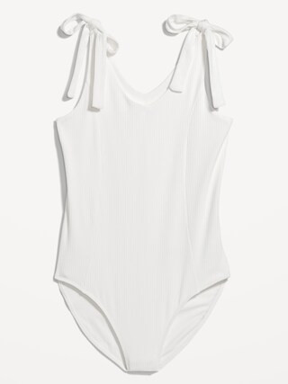 Tie-Shoulder V-Neck Rib-Knit Bodysuit for Women | Old Navy (US)