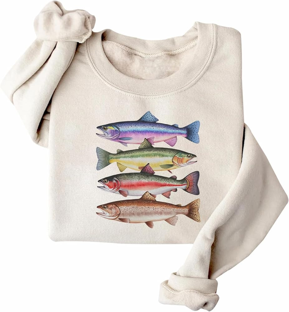 Trout Fish Sweatshirt Fishing Lover Sweatshirt | Amazon (CA)