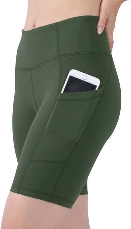 DD DEMOISELLE Women's Yoga Shorts with Pockets High Waist Stretchy Tummy Control Pants | Amazon (US)