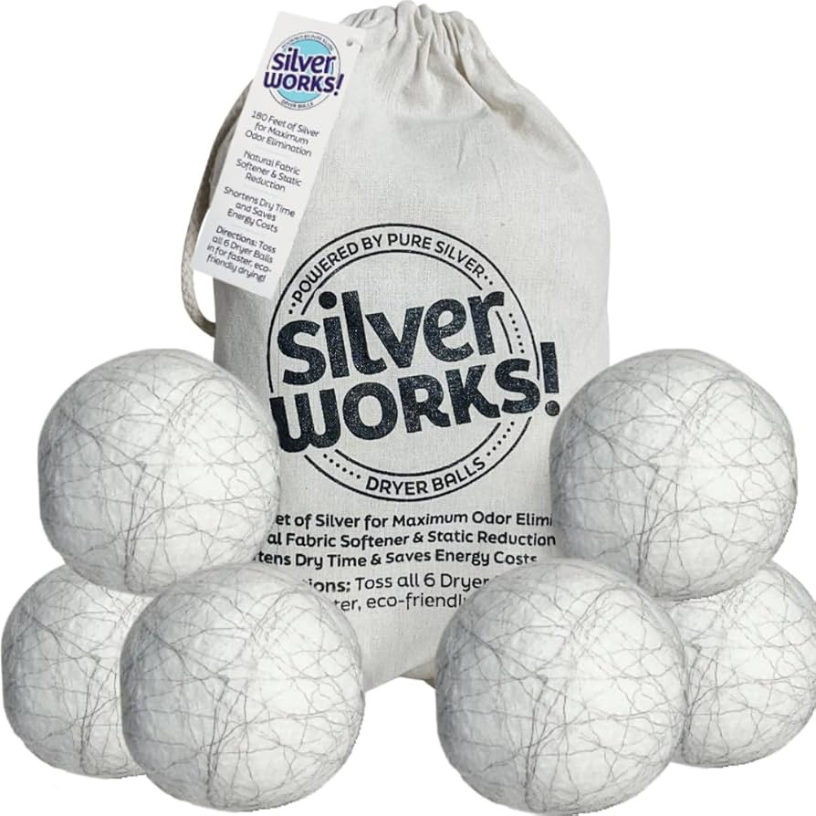Wool Dryer Balls Laundry Reusable - Odor Eliminating Dryer Laundry Balls with Silver Technology -... | Amazon (US)