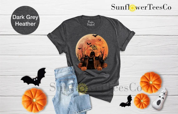 Halloween Gift Black Cat Shirt Cat Lovers Night Shirtcat - Etsy | Etsy (US)