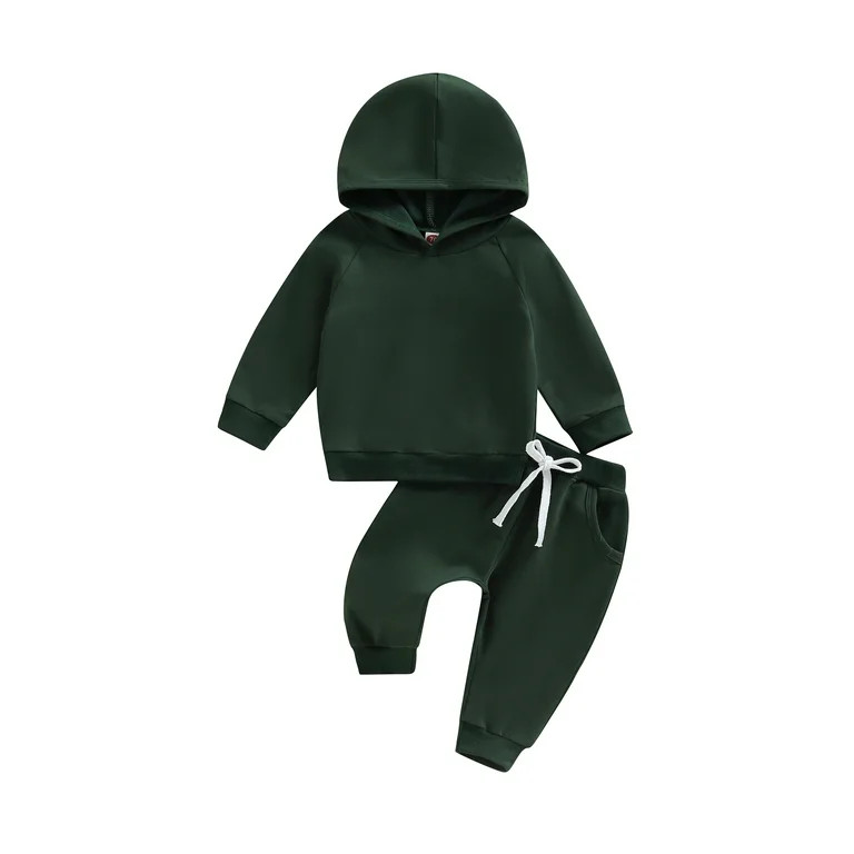 Ma&Baby Toddler Baby Boy Long Sleeve Solid Hoodies Sweatshirt Pants Sweatsuit Outfit Set | Walmart (US)