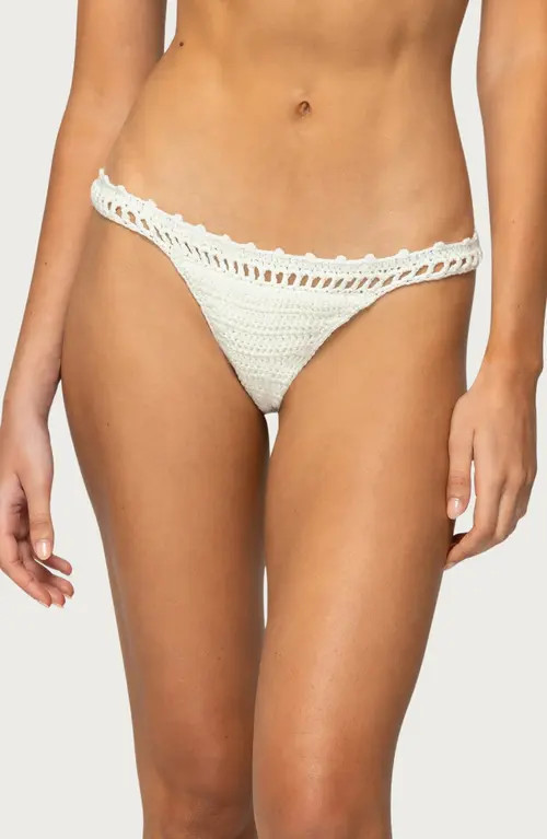EDIKTED Enzo Crochet Bikini Bottoms in White at Nordstrom, Size X-Large | Nordstrom