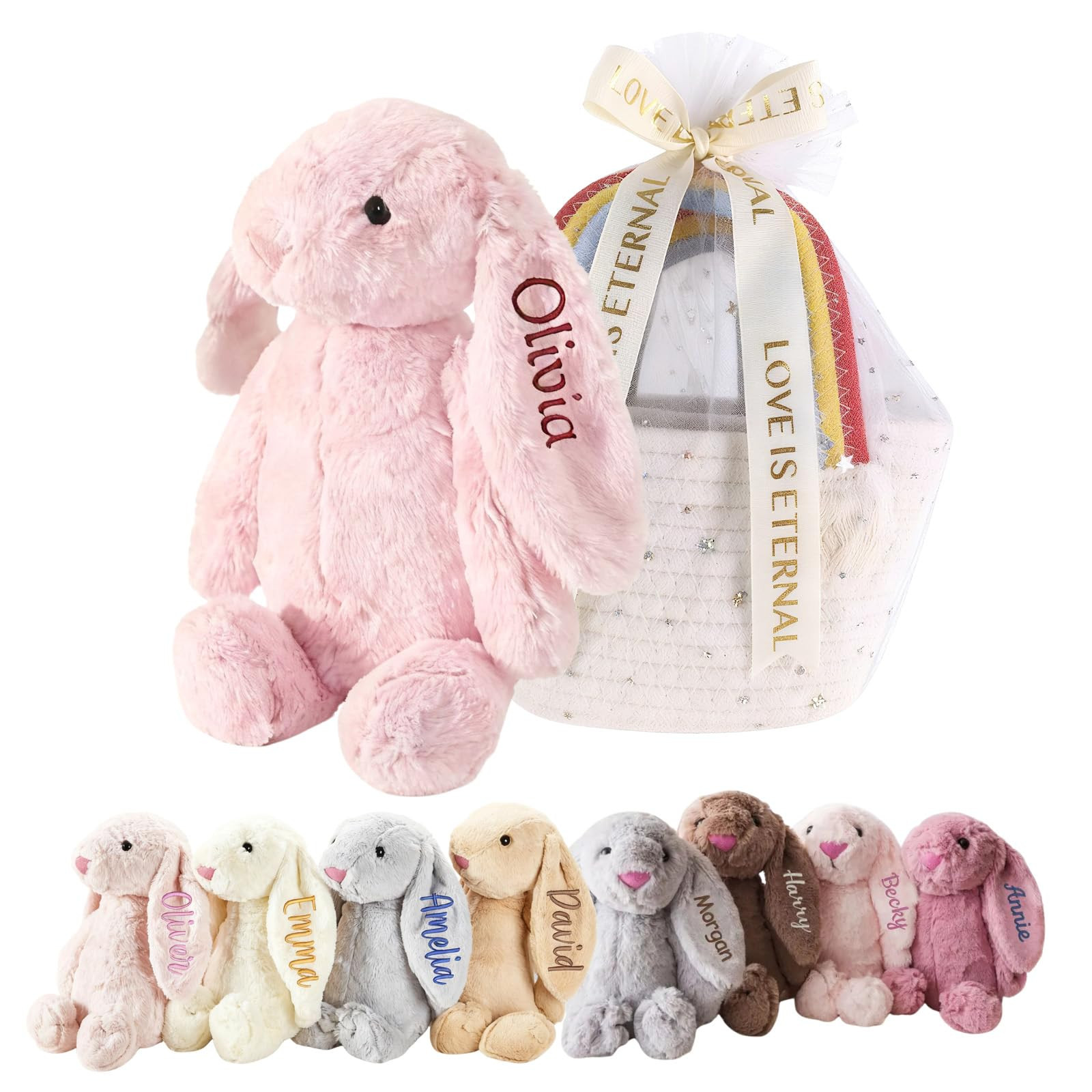 Custom Bunny Stuffed Animal, Embroidered Bunny Plush, Rabbit Plushie with Name, Cute Toys for Kid... | Amazon (US)