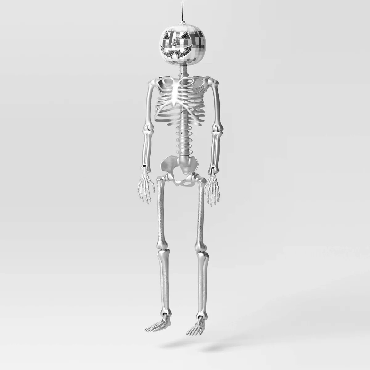 36" Poseable Pumpkin Skeleton with Silver Disco Jack Head Halloween Decorative Prop Silver - Hyde... | Target