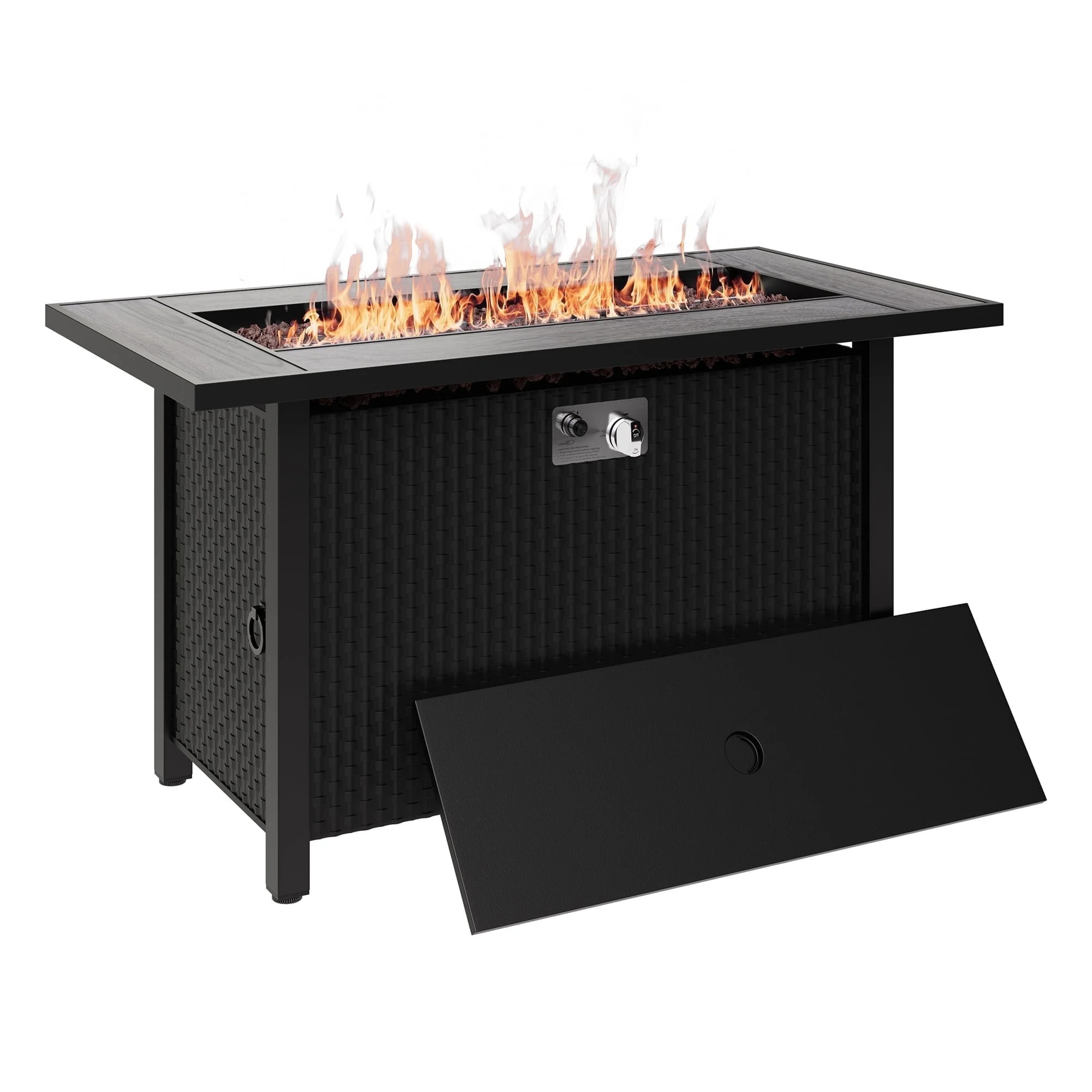 Walsunny 45" Gas Fire Pit Table 50000 BTU Propane with Removable Lid & Waterproof Cover with Lava... | Walmart (US)