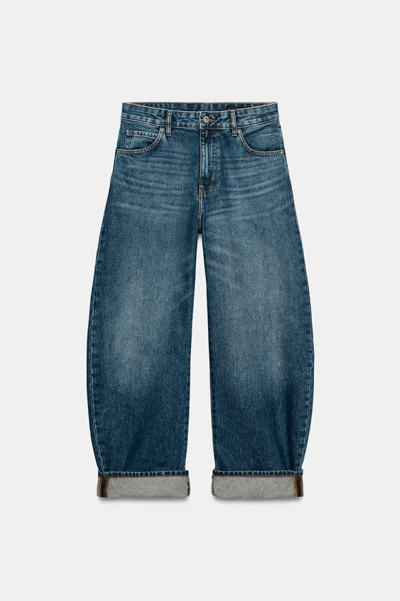 ZW COLLECTION MID-RISE CUFFED BALLOON JEANS | Zara US