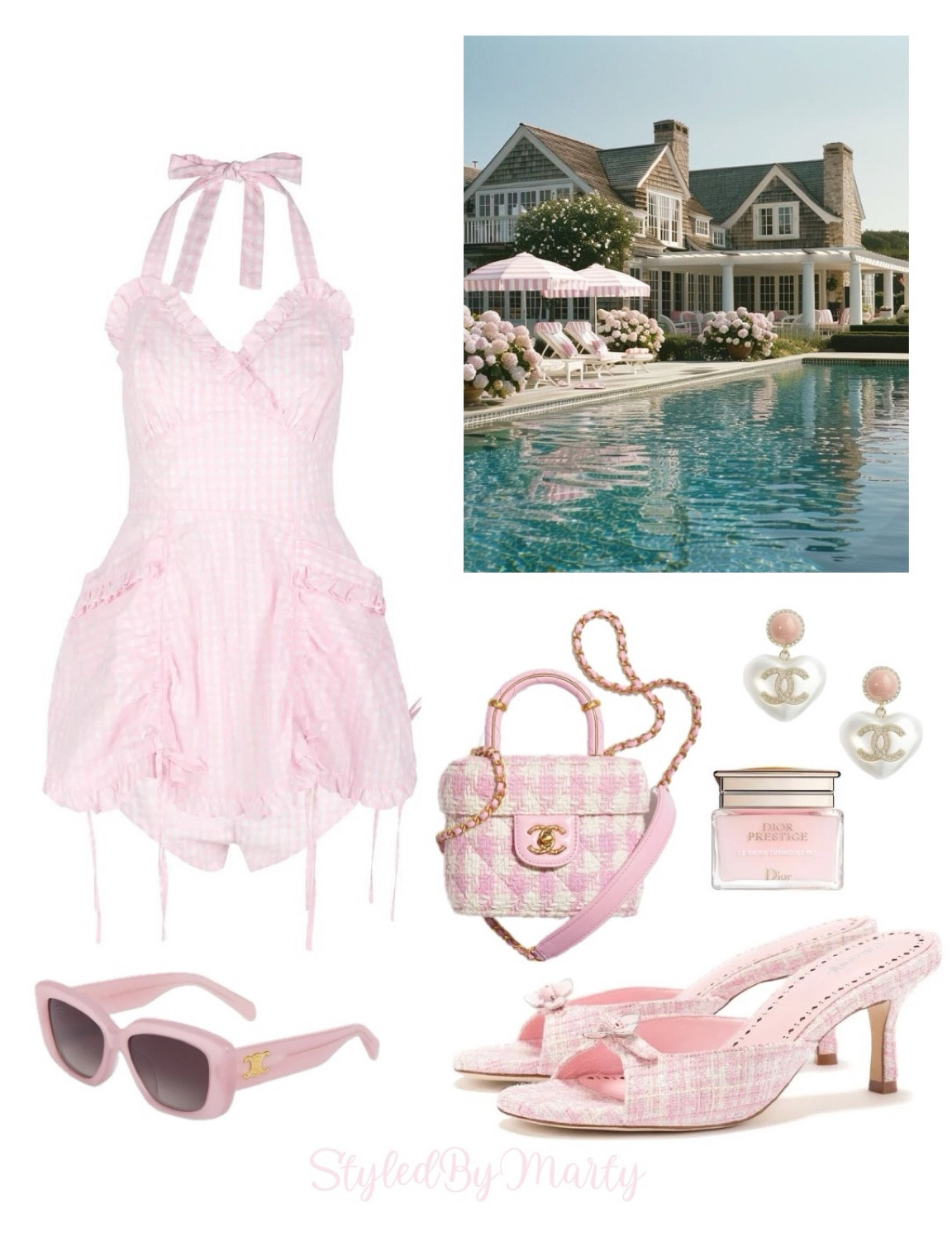 Pink swimwear, pink playsuit, summer outfit, summer look, pink gingham, pink tweed mules, pink outfit, pink fashion, coquette, girly outfit, girly style, Selkirk, retro style, retro swimsuit 

#LTKStyleTip #LTKBeauty #LTKSwim
