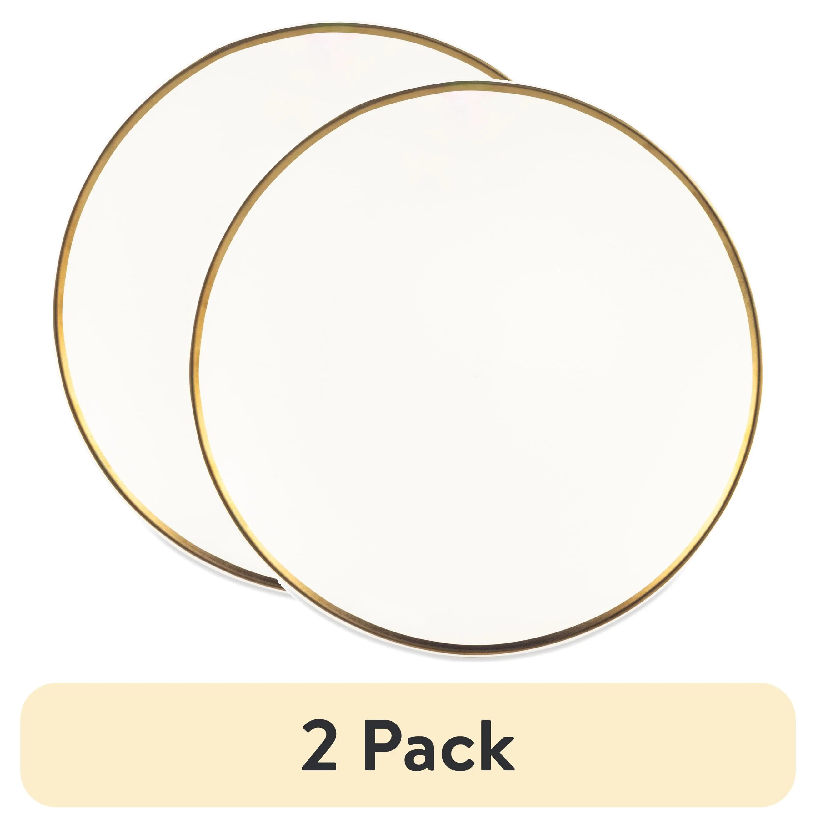 (2 pack) Thyme & Table Everest Ceramic Dinner Plate Off-White with Gold Rim | Walmart (US)