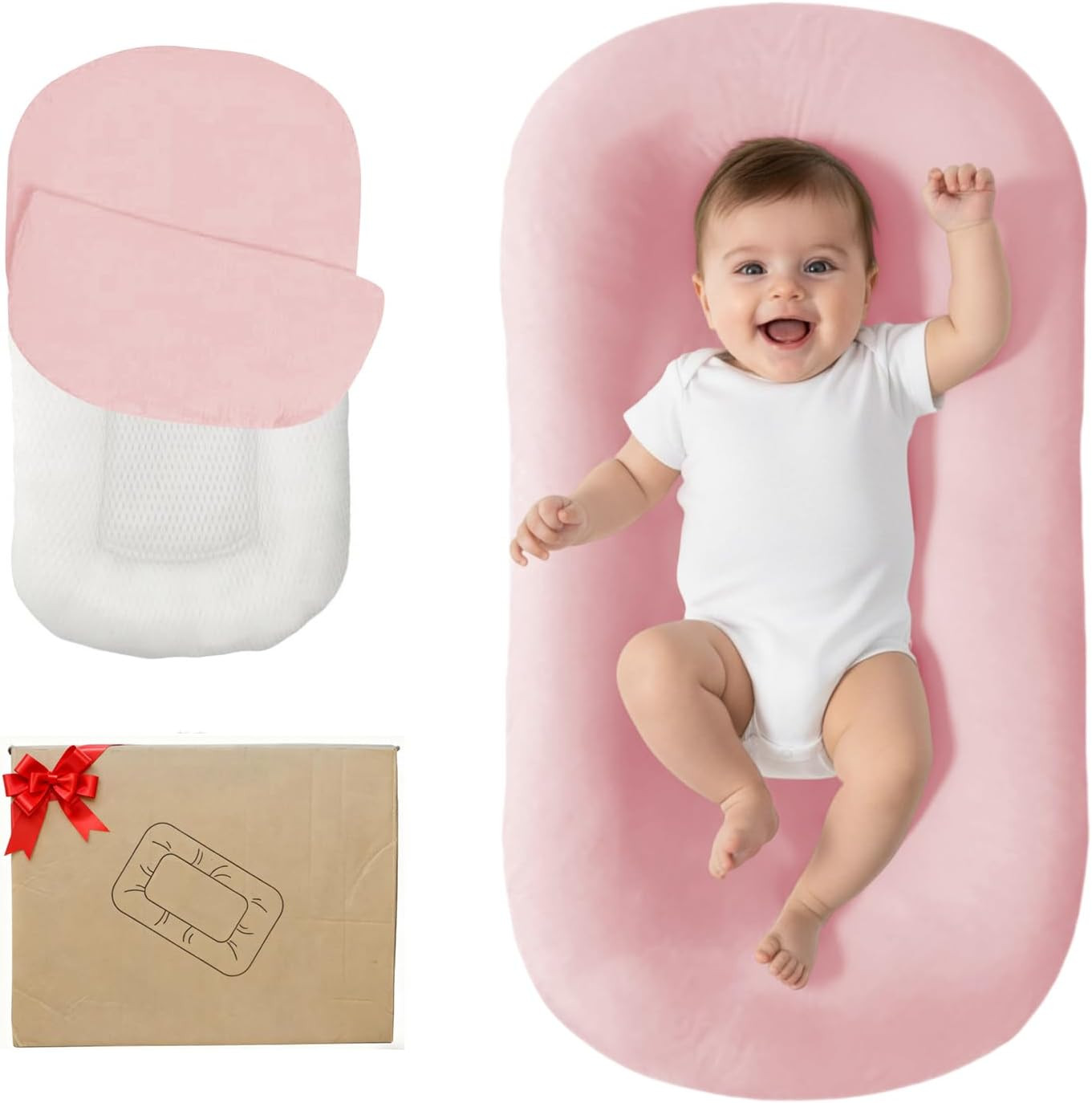 Baby Lounger for Newborn 0-24 Months Soft Cotton Infants Support Cushion | Amazon (US)