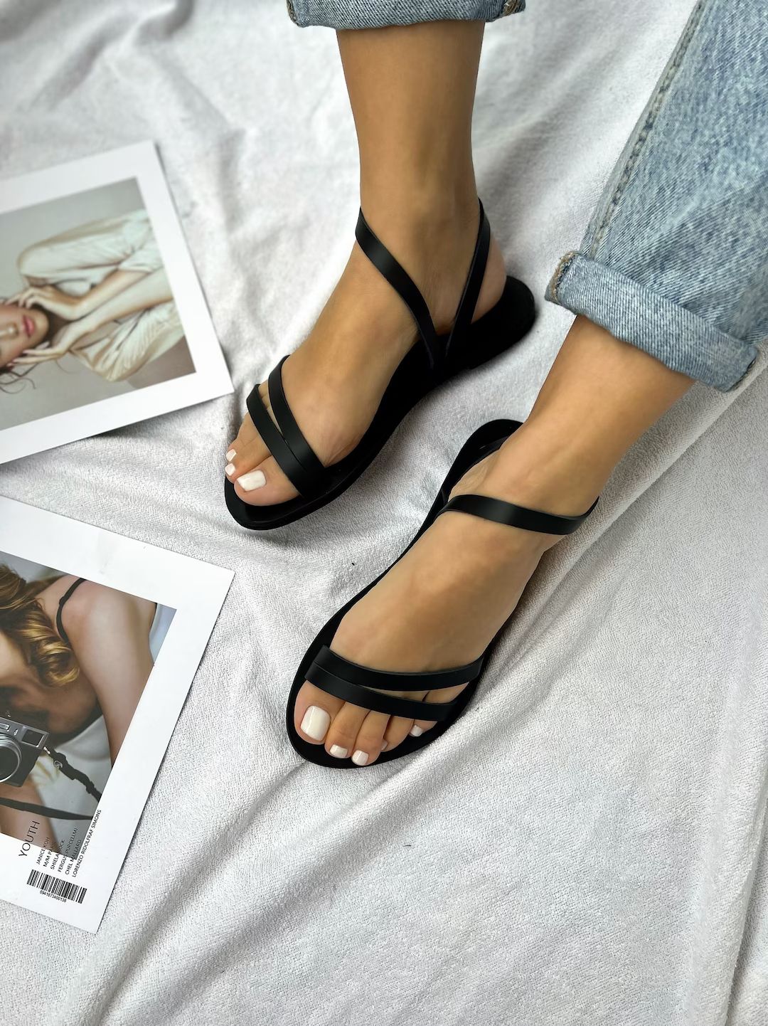 Leather Sandals Greek Women Sandals Black Sandals Summer - Etsy | Etsy (US)