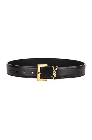 Saint Laurent Monogramme Belt in Nero - Black. Size 90 (also in 65, 70, 75, 80, 85, 95). | FWRD 
