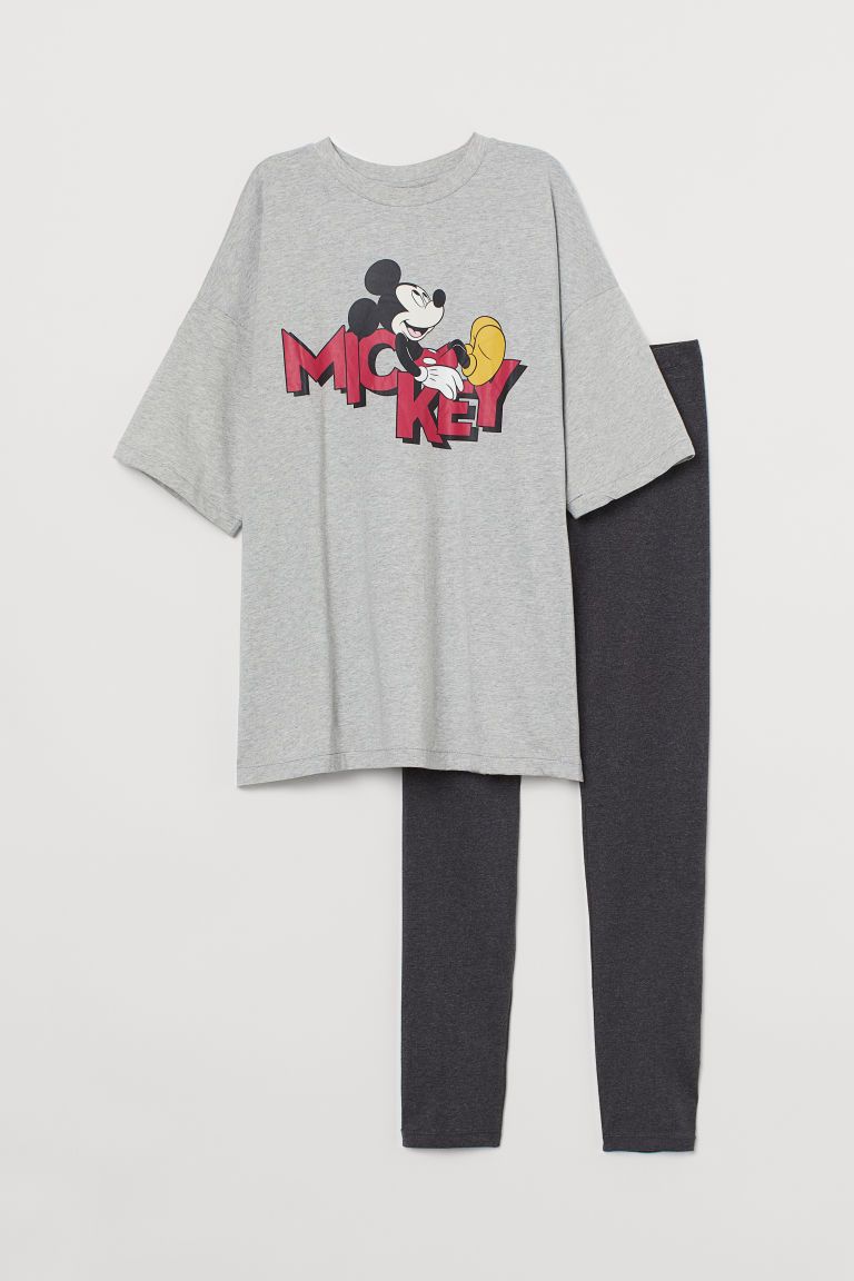 H & M - Printed jersey pyjamas - Grey | H&M (UK, MY, IN, SG, PH, TW, HK)