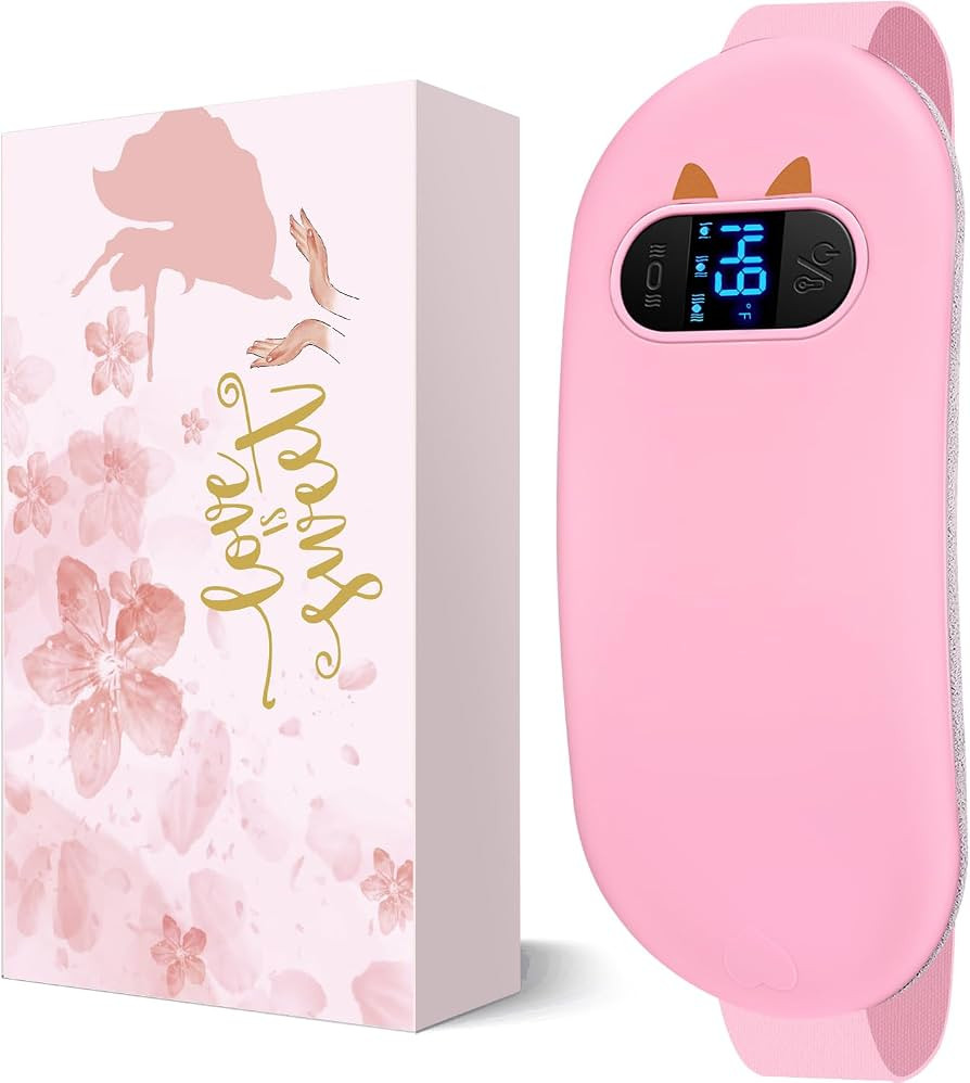 Cordless Heating Pad for Period Cramps: Portable Menstrual Heating Belt with 6 Heat Levels 6 Mass... | Amazon (US)