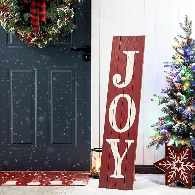 Glitzhome Christmas Decorative Wooden JOY Sign Rusty Hanging Sign for Wall Door Porch Rustic Stan... | Amazon (US)