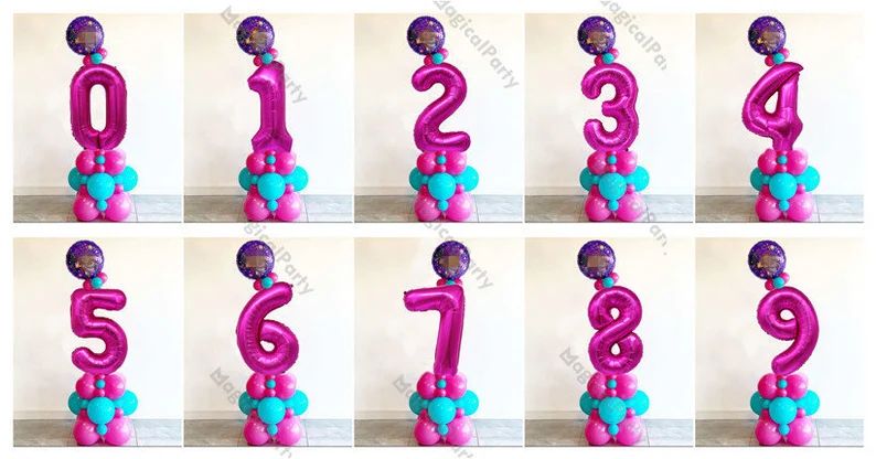 30pcs Hot Pink Birthday Number Balloon Bouquet Hot Pink Blue | Etsy | Etsy (US)