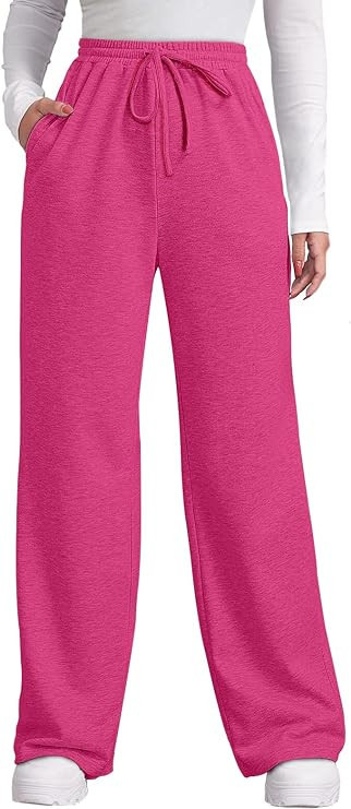 OFEEFAN Womens Fall Pants with Pockets Winter Elastic Waist Sweatpants Wide Leg Drawstring Pants ... | Amazon (US)