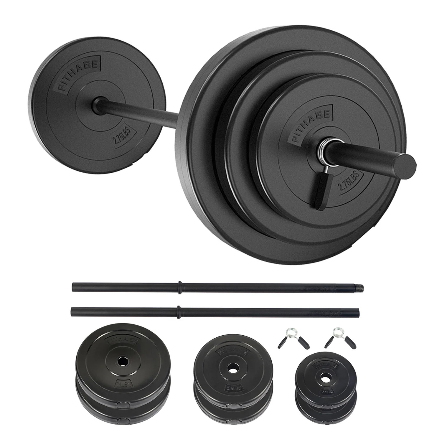 Pithage 45 lbs Barbell Weight Set Adjustable Weights Lifting for Home Gym Fitness, Rubber | Walmart (US)