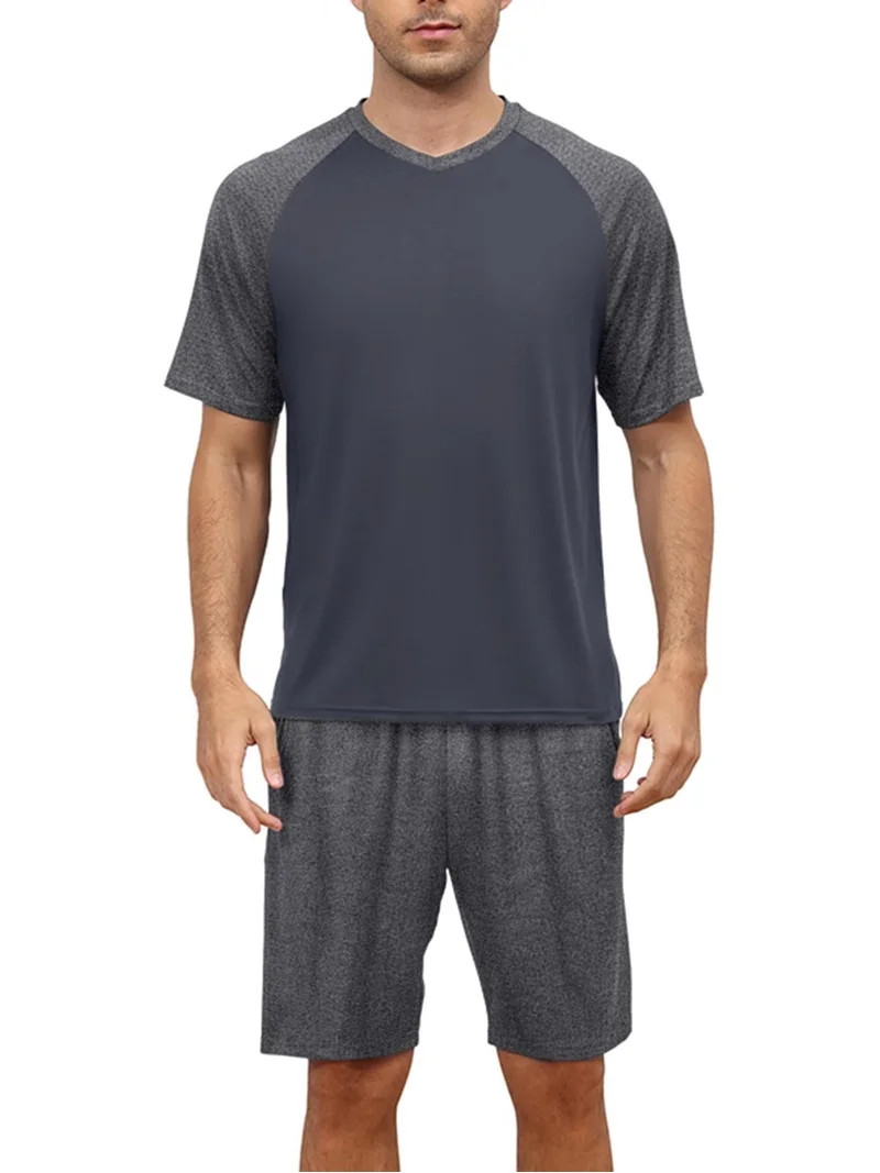 Pdbokew Mens Pajamas Set Lightweight Summer Pjs Sleepwear Soft Comfy Short Sleeve Loungewear Dark... | Walmart (US)