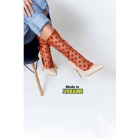 Red Tulle Polka Dot Socks, Sheer Socks For Women, Transparent Dotted Mesh Lace Casual | Etsy (US)