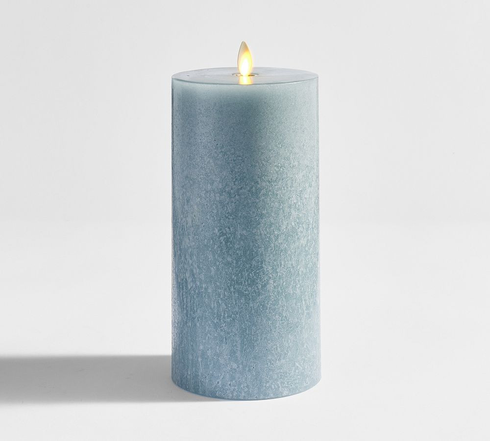 Premium Flickering Flameless Wax Pillar Candle - Salt Washed | Pottery Barn (US)