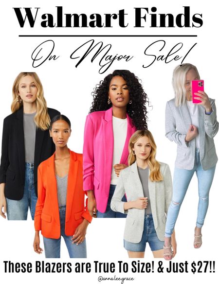 Favorite walmart item of all time is officially on sale! These blazers are the cutest abs go with everything! Medium fits great and is TTS 

#LTKsalealert #LTKunder50 #LTKstyletip