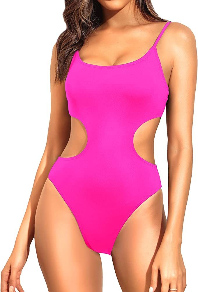 Tempt Me Women's Cutout One Piece Swimsuits High Cut Monokini Scoop Neck Bathing Suit | Amazon (US)