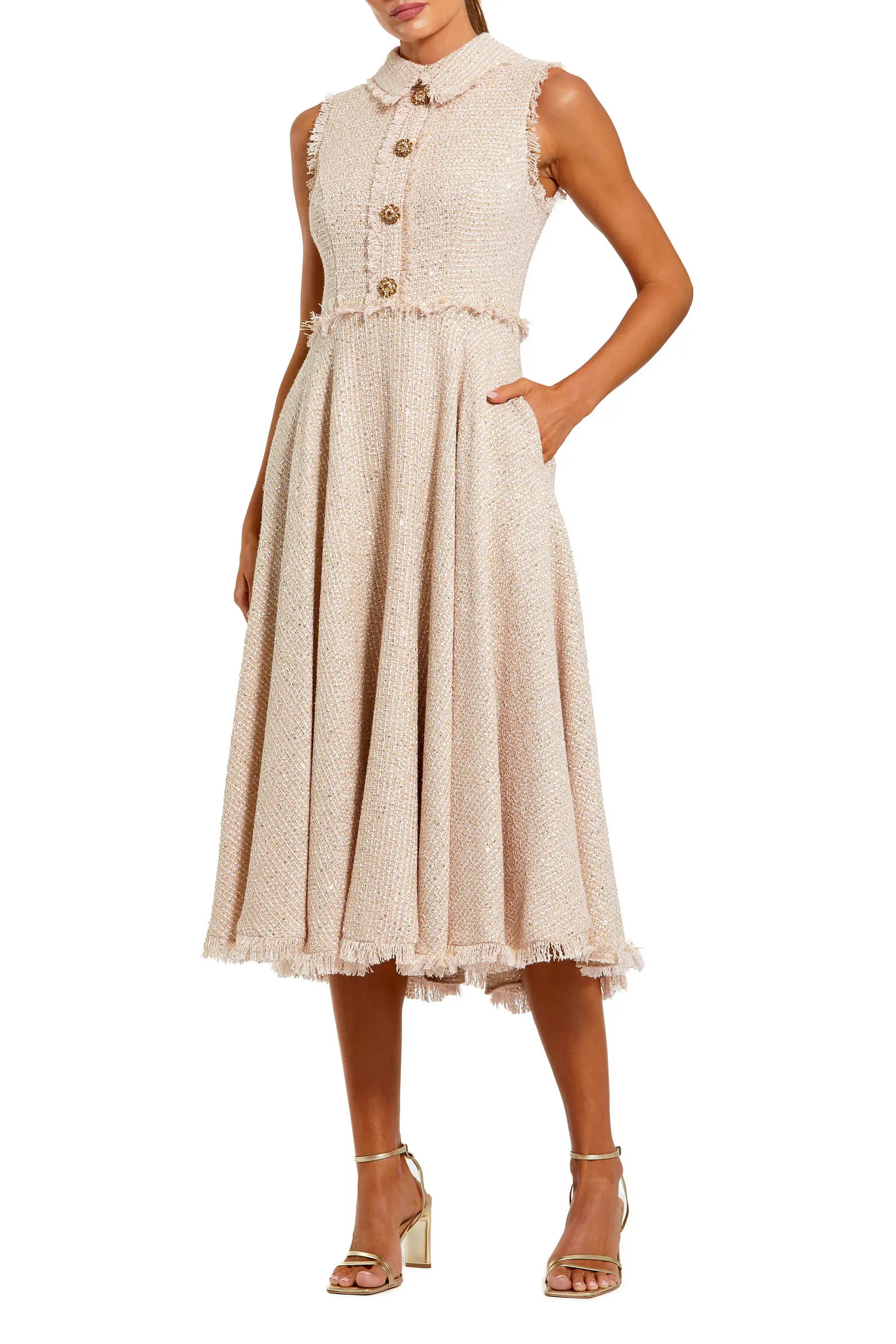 Bouclé Sleeveless Collared Button Up Midi Dress (Women) | Nordstrom | Nordstrom