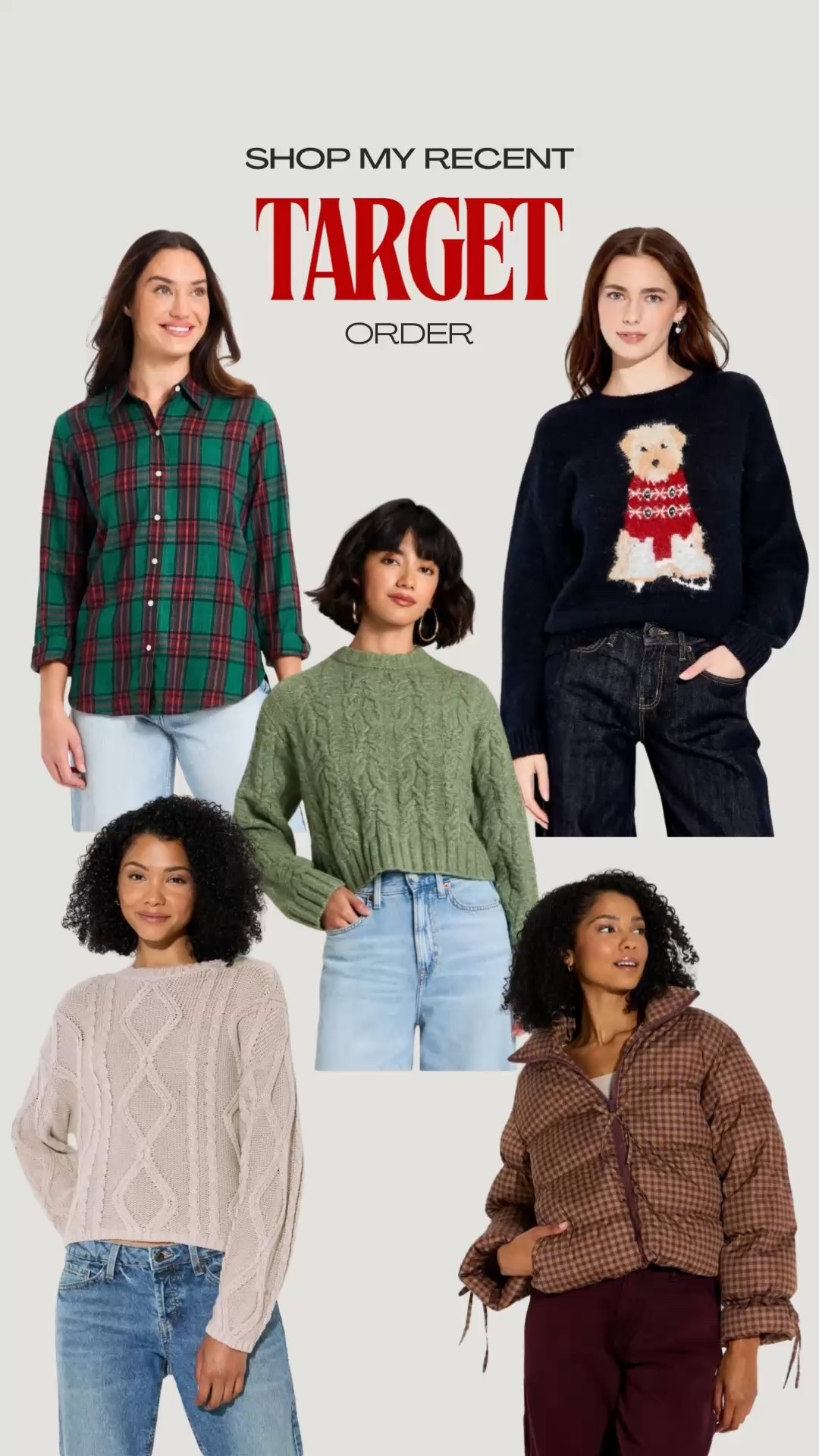 Recent Target order🎯 grabbed some festive sweaters, flannels, and jackets for the season🧥❄️🎄 love some neutrals with a few fun holiday patterns mixed in

#targetfashion #targetdoesitagain #targetstyle #cableknitsweater #flannels #graphicsweater #pufferjacket

#LTKHoliday #LTKGiftGuide #LTKFindsUnder50