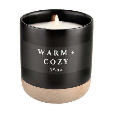 Warm and Cozy Soy Candle - Black Stoneware Jar - 12 oz | Sweet Water Decor, LLC