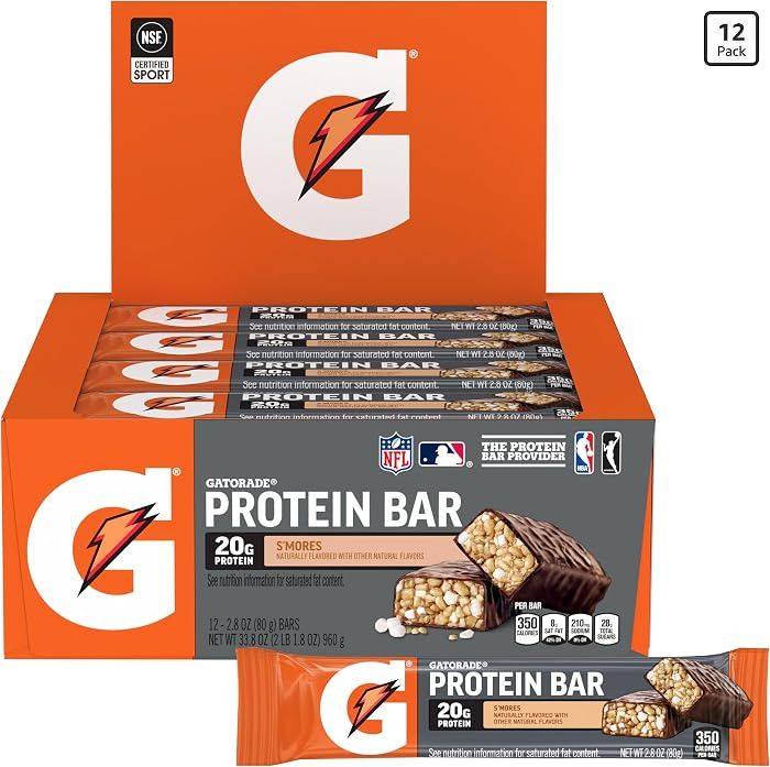 Gatorade Whey Protein Recover Bars, S'mores, 12 Count(Pack of 1) | Amazon (US)