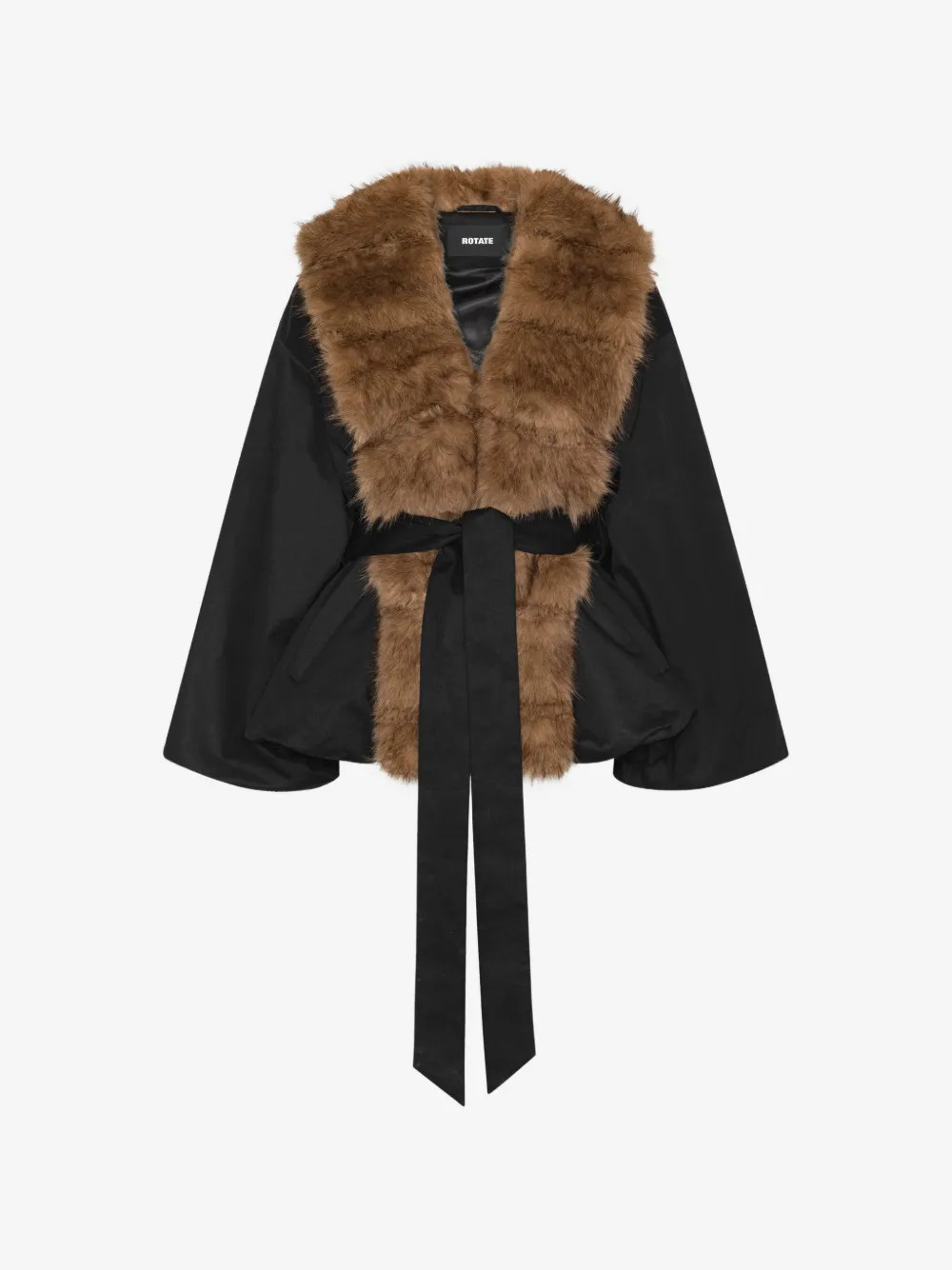 ROTATE BIRGER CHRISTENSEN faux-fur collar jacket - Black | Farfetch Global