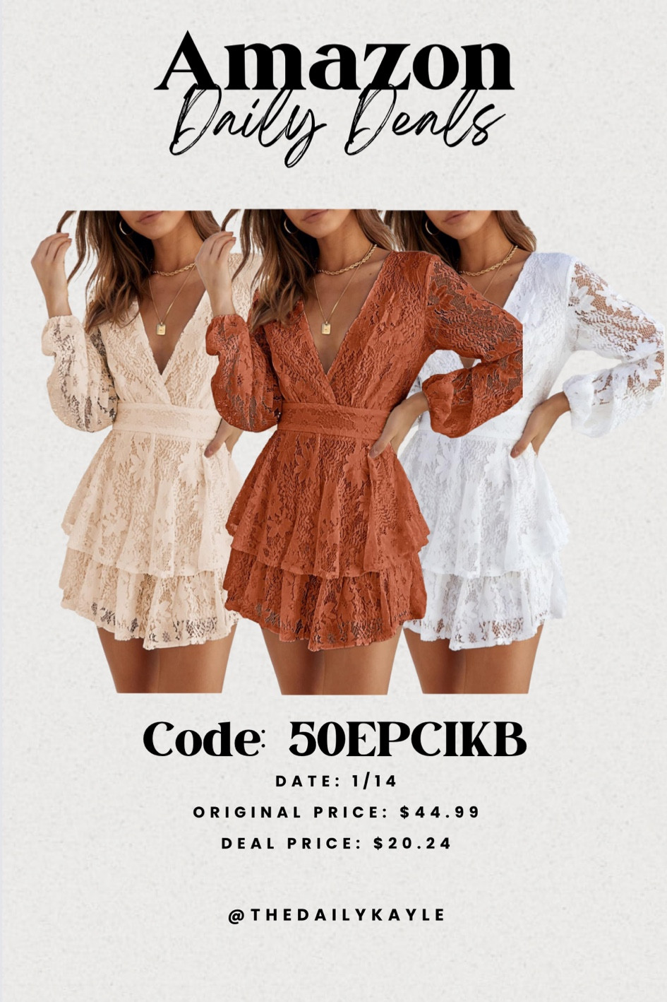 Amazon Daily Deals!! January 14, 2024
Amazon deals | Amazon daily deals | daily deals | Amazon finds | fashion finds | rompers | Amazon | Amazon fashion | Amazon fashion finds | Amazon outfits | Amazon outfit ideas | Amazon outfit inspiration | outfit inspiration | outfit ideas | Amazon style | Amazon style inspo | casual outfits | casual style | casual outfit ideas 

#LTKstyletip #LTKsalealert #LTKfindsunder50