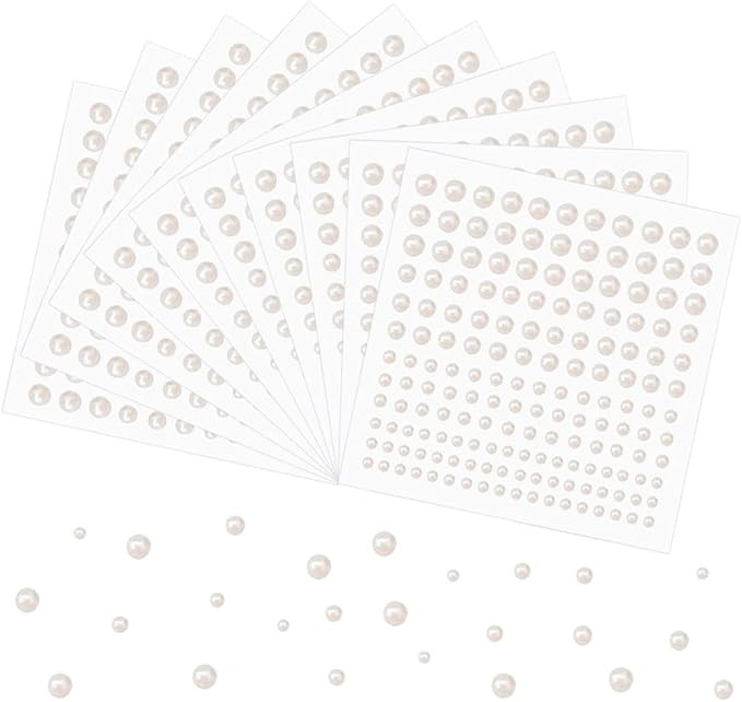 Pearl Stickers for Crafts Self Adhesive Face Pearl Sticker Gems Hair Pearls Stick On 1650 Pcs Pea... | Amazon (US)