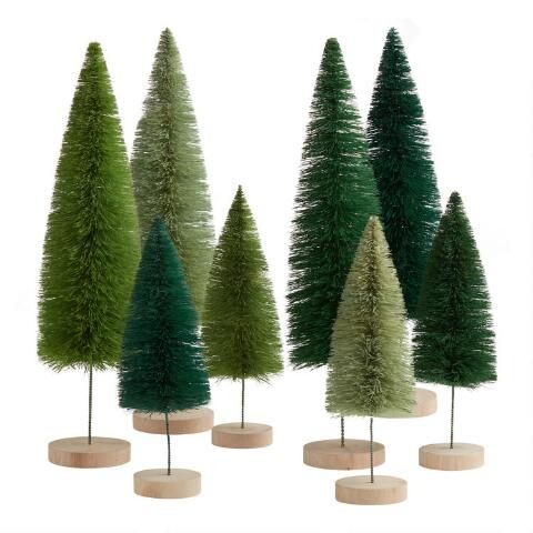 Green Bottlebrush Tree Decor Set of 4 | World Market