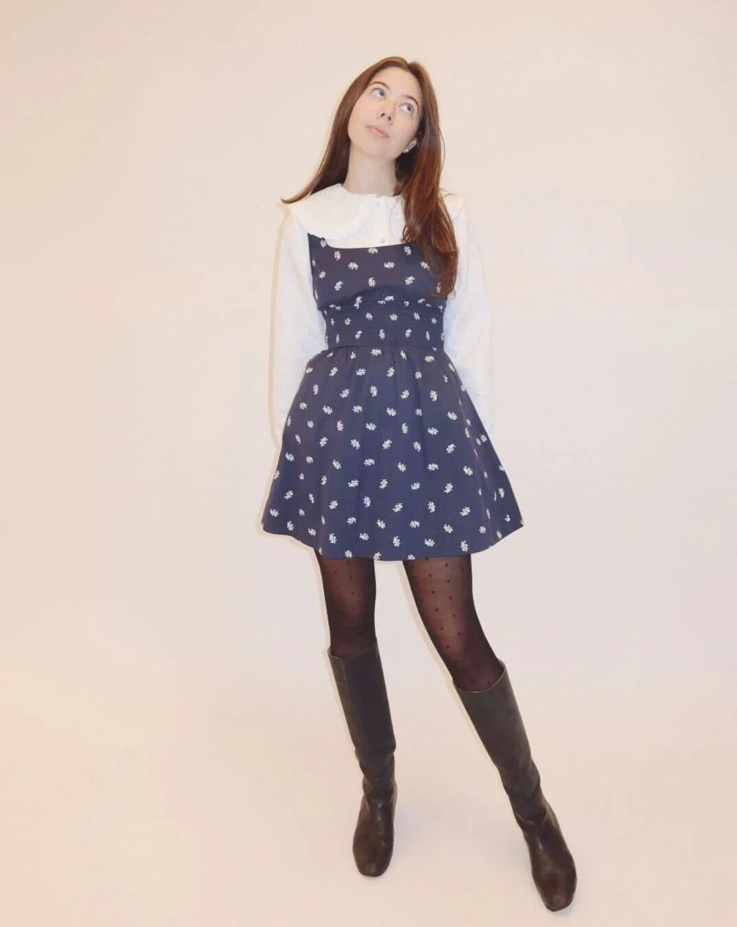 The Cher Dress - Navy Autumn Paisley | Hill House Home