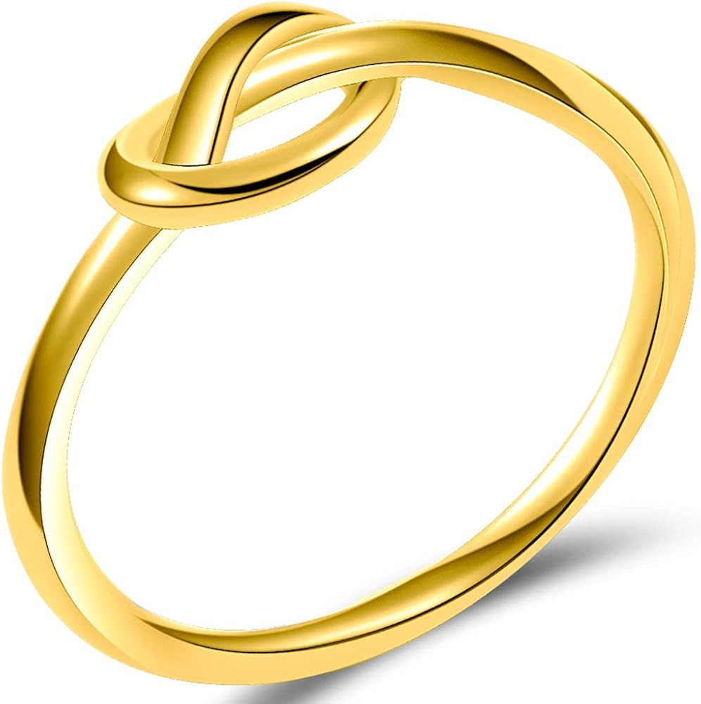 Size 3-13 Stainless Steel Simple Love Knot Celtic Promise Anniversary Statement Ring | Amazon (US)