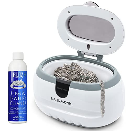 Magnasonic Professional Ultrasonic Jewelry Cleaner Machine w/ 8 Oz Gem & Jewelry Cleaner Concentrate Solution for Cleaning Eyeglasses Watches Rings Necklaces Coins Razors Combs Tools Parts | Amazon (US)