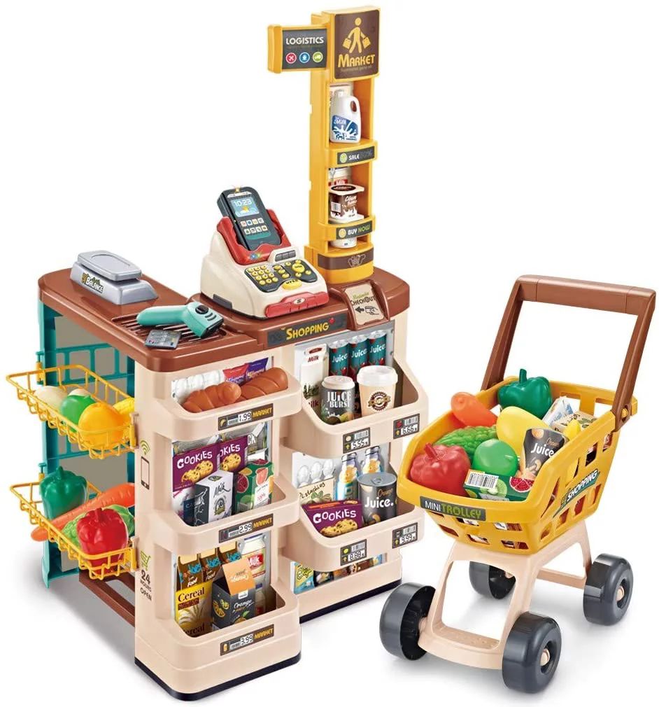 Supermarket Play Set Mundo Toys W/Shopping Cart for Kids Toddler Preschoolers W/Cash Register Ele... | Walmart (US)