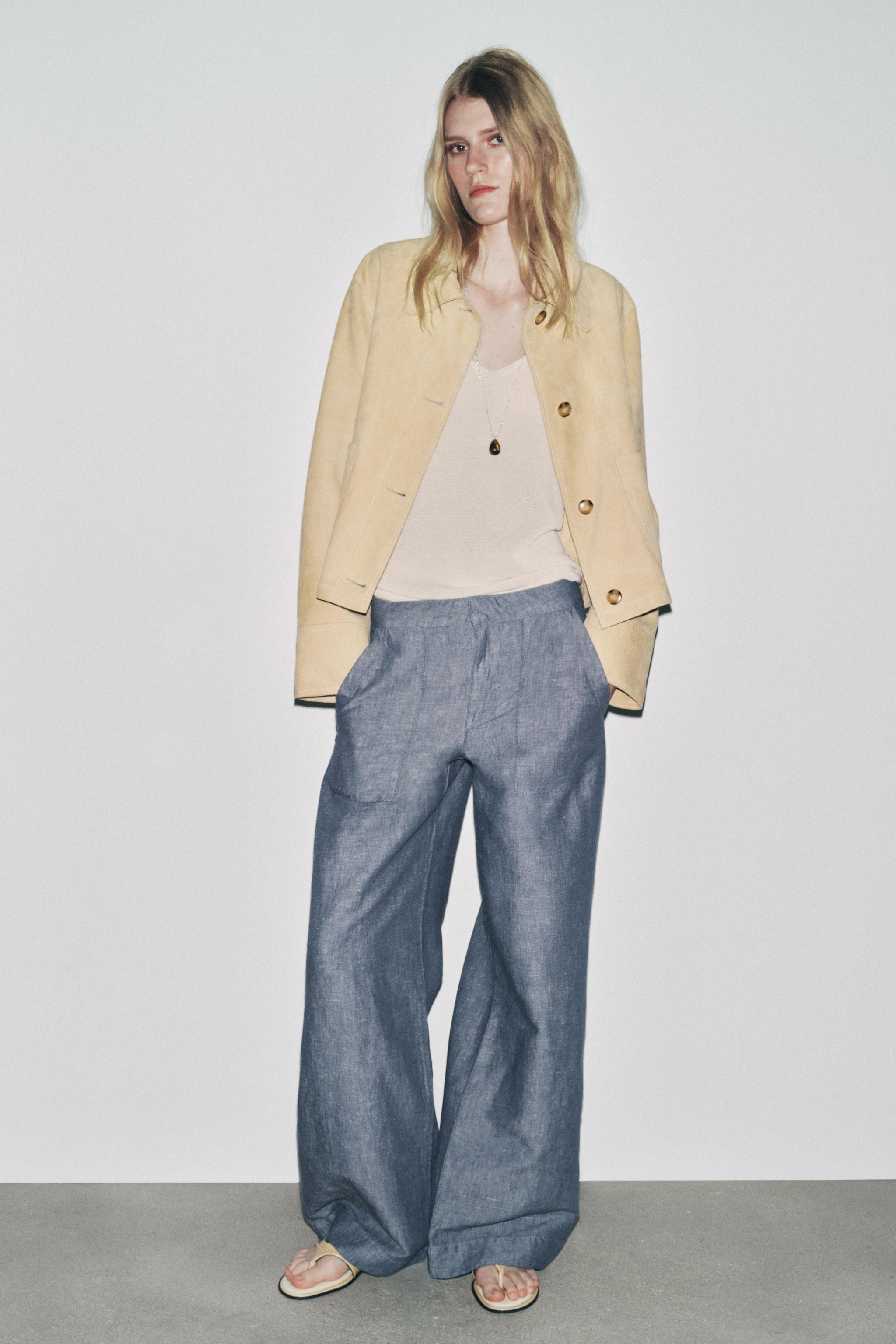 ZW COLLECTION WIDE LEG LINEN PANTS | Zara US