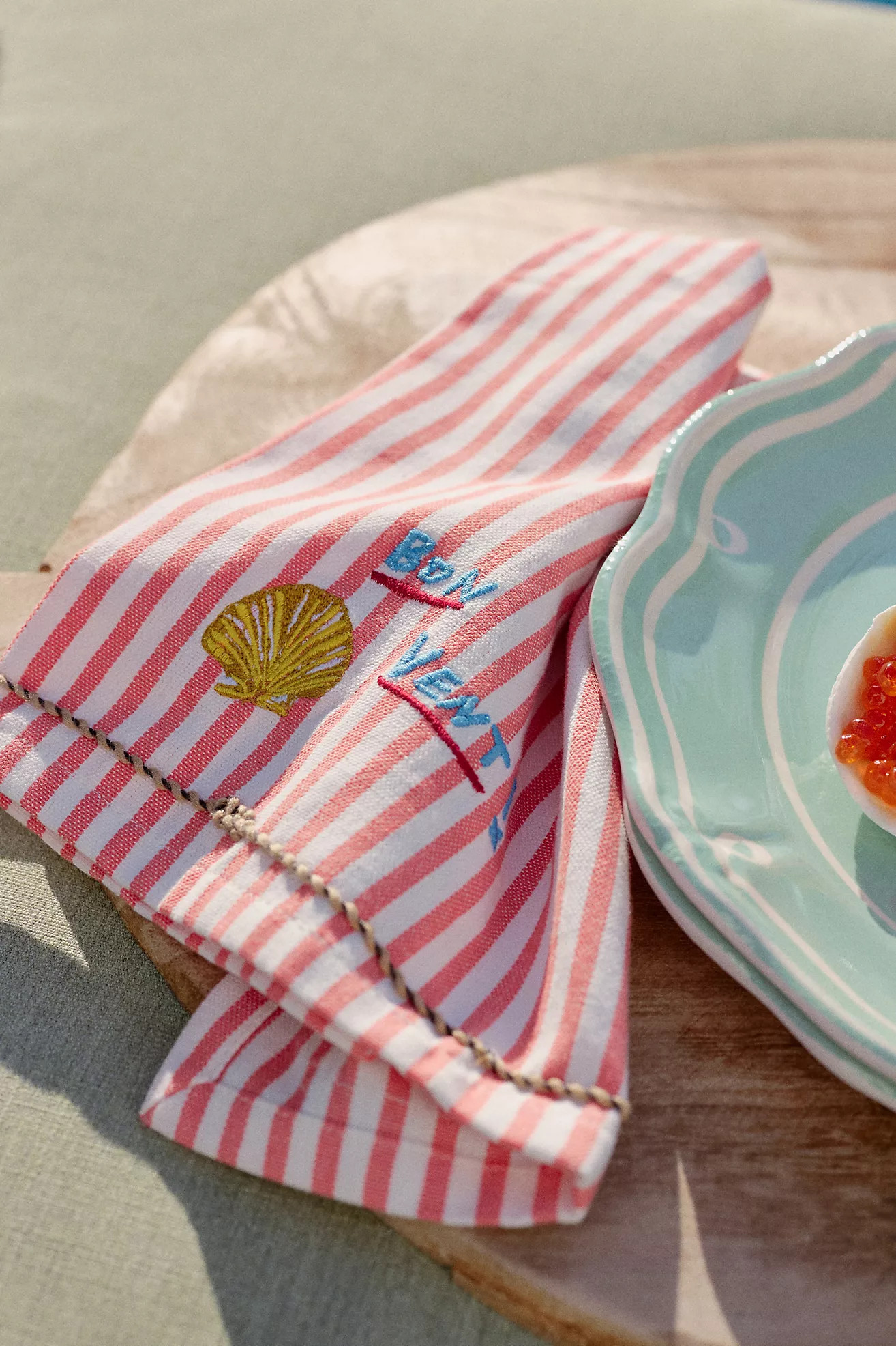 Nathalie Lete By the Sea Embroidered Napkins, Assorted Set of 4 | Anthropologie (US)