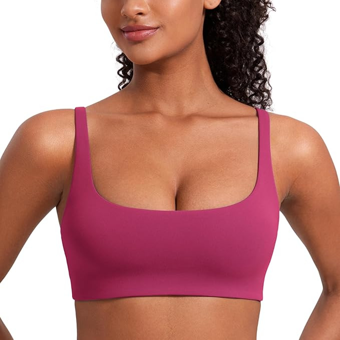 CRZ YOGA Butterluxe Square Neck Sports Bras for Women - Low Coverage Spaghetti Strap Yoga Wireles... | Amazon (US)