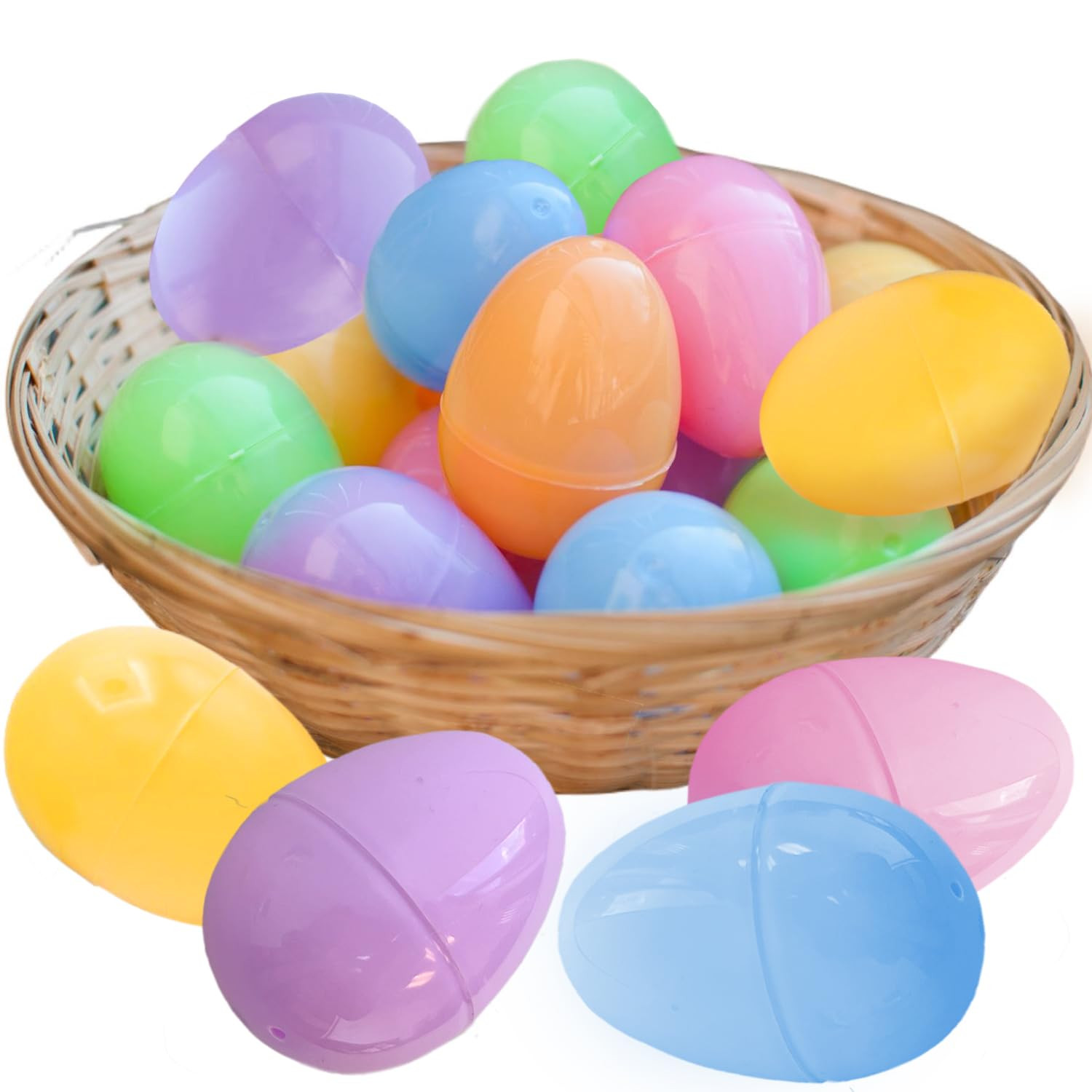 GiftExpress Pastel Color Easter Eggs - 50 Piece Assorted Bulk 2.3" x 1.75" Plastic Eggs w/ Hinge ... | Amazon (US)